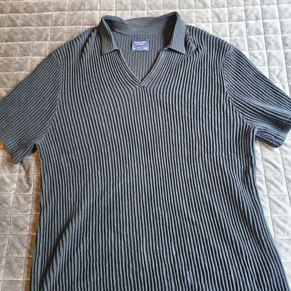 Abercrombie & Fitch Charcoal Ribbed Polo